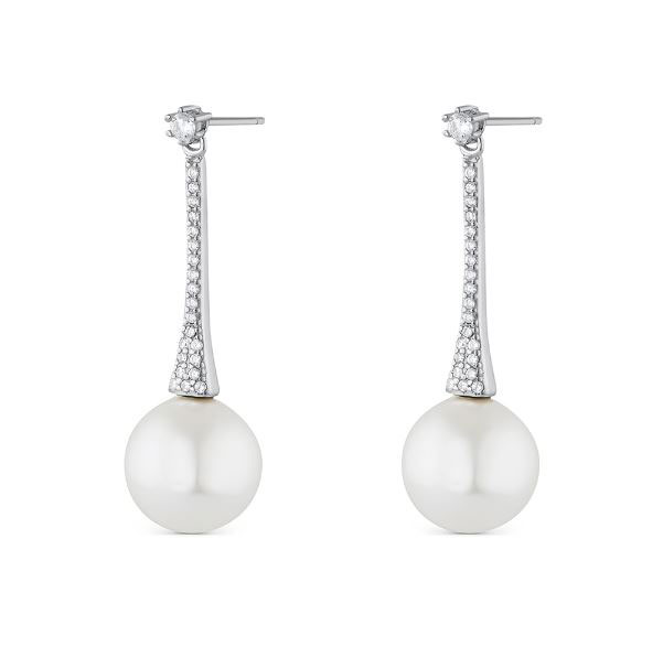 Sterling Silver Earrings with Zirconia and Zirconia and Pearl Bar 40.870€ #5006299110773